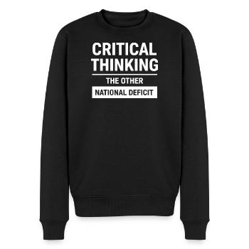 Kritisches Denken: Das andere Staatsdefizit - Männer Premium Bio Pullover - Schwarz - Vorne - Nico (187cm)