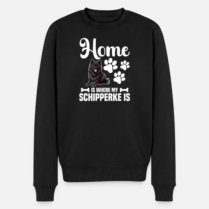 Zu Hause Ist Mein Schipperke - Männer Premium Bio Pullover - Schwarz