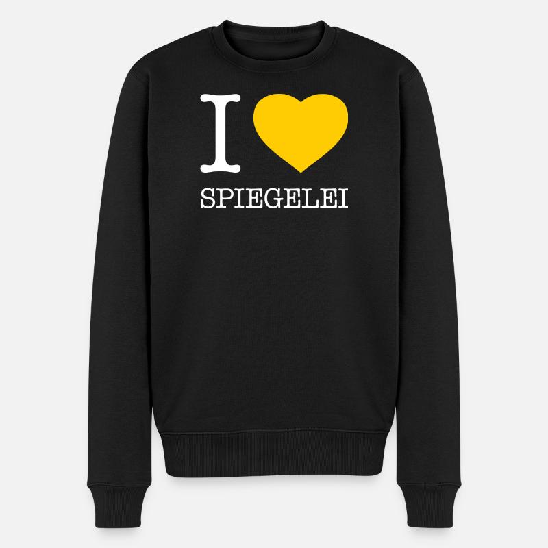 I love Spiegelei - Männer Premium Bio Pullover - Schwarz
