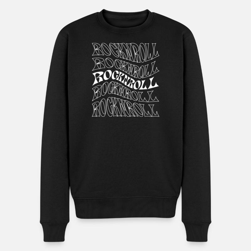 Typographie ondulée rocknroll psychédélique - Pull Premium bio Homme - noir