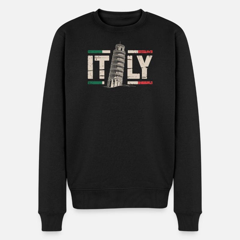 Leaning Tower Italy Vintage - Männer Premium Bio Pullover - Schwarz
