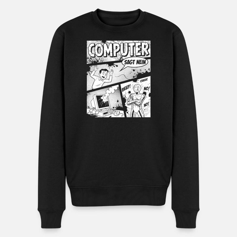 Retro Computer Comic Says No - Men's Premium Organic Jumper - black