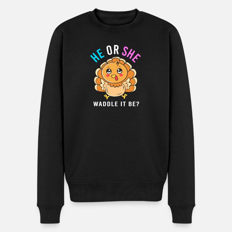 Thanksgiving Gender Reveal Werdende Mutter - Männer Premium Bio Pullover - Schwarz