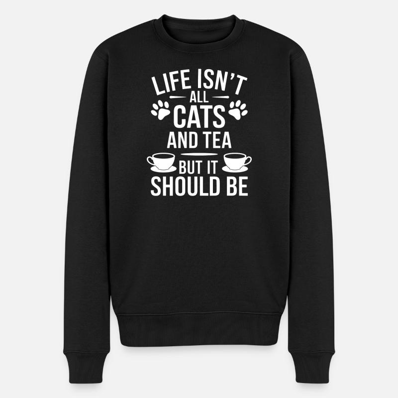 Tee Spruch Katzen Lustiges Tee Geschenk - Männer Premium Bio Pullover - Schwarz
