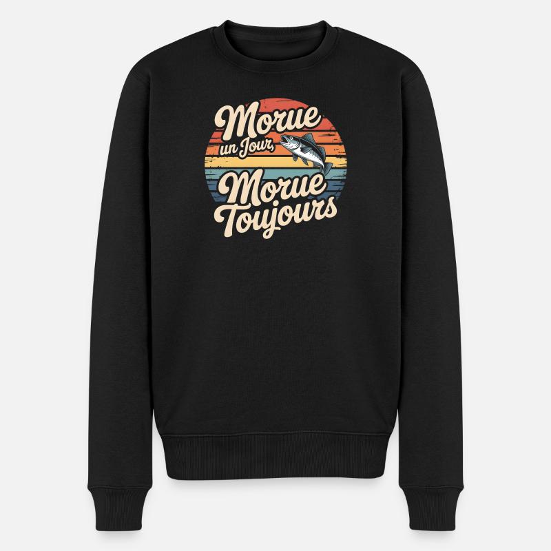 Einmal Kabeljau Kabeljau - Männer Premium Bio Pullover - Schwarz