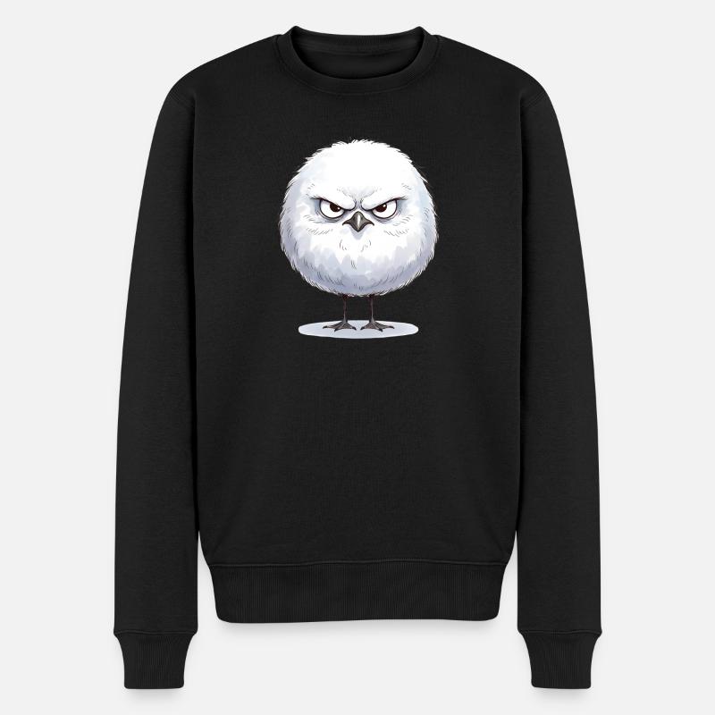 Grimmige runde Möwe  - Männer Premium Bio Pullover - Schwarz