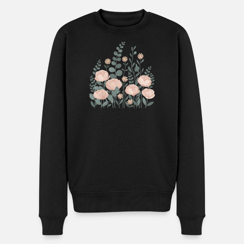 Boho Blumen – Blühende Harmonie - Männer Premium Bio Pullover - Schwarz