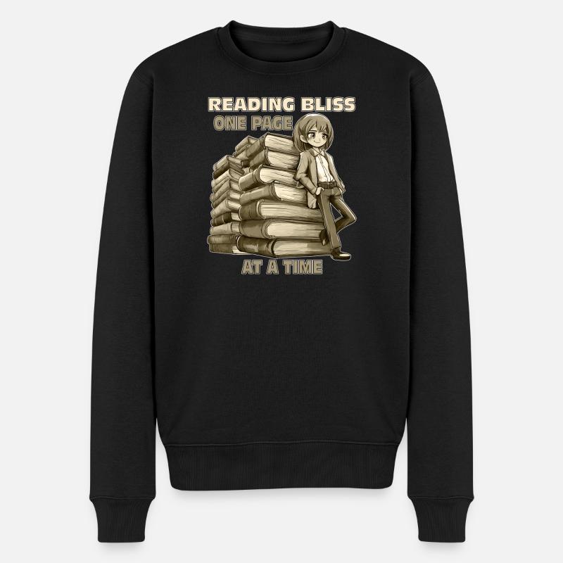 BÜCHER READING BLISS ONE PAGE AT A TIME - Männer Premium Bio Pullover - Schwarz