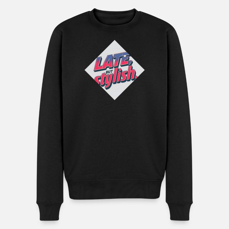 Spät, aber schick – Retro-Stil - Männer Premium Bio Pullover - Schwarz