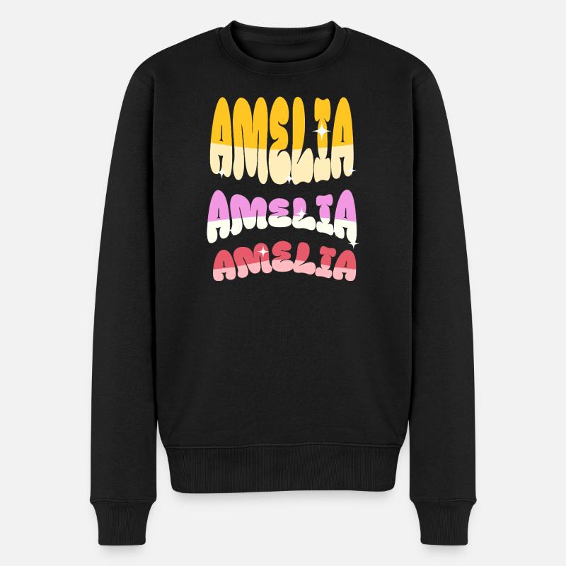 Amelia Name - Männer Premium Bio Pullover - Schwarz