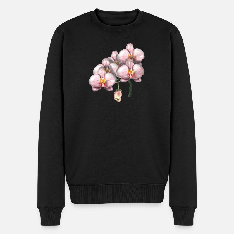 Illustration de fleurs d’orchidée rose - Pull Premium bio Homme - noir