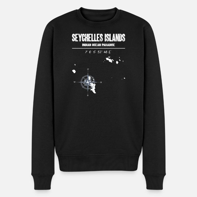 Seychellen Karte Kompass Vintage Design - Männer Premium Bio Pullover - Schwarz