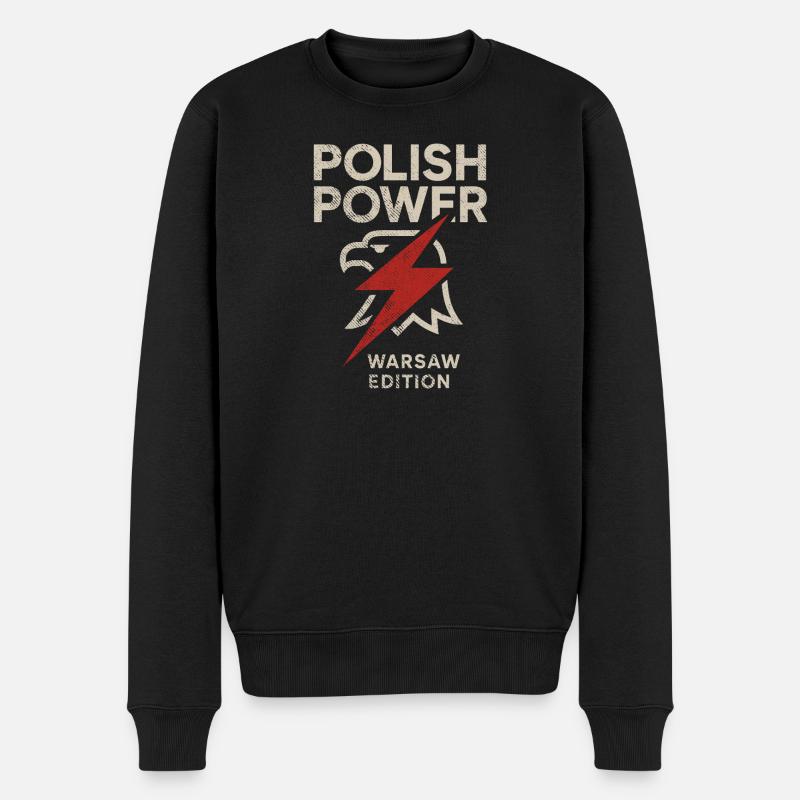 Polish Power Warsaw Edition Blitz Design - Männer Premium Bio Pullover - Schwarz