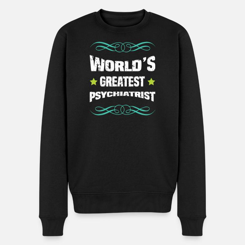 Weltbester Psychiater - Männer Premium Bio Pullover - Schwarz