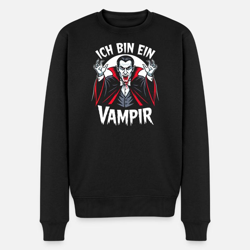 Vampir Kostüm Blutsauger Halloween Grusel  - Männer Premium Bio Pullover - Schwarz