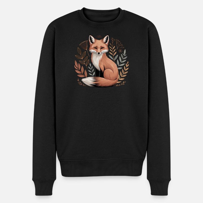 Boho Fuchs - Männer Premium Bio Pullover - Schwarz