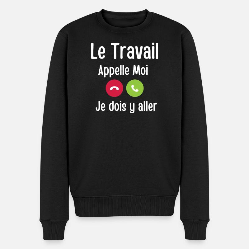 Die Arbeit ruft mich - Männer Premium Bio Pullover - Schwarz