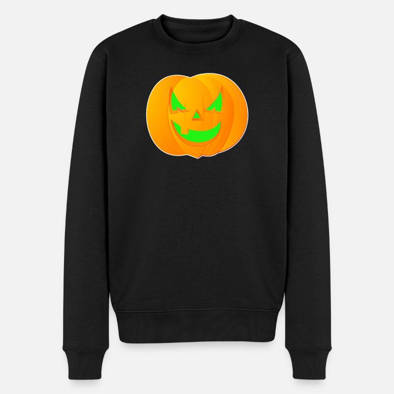 Neon Kürbis Halloween - Männer Premium Bio Pullover - Schwarz