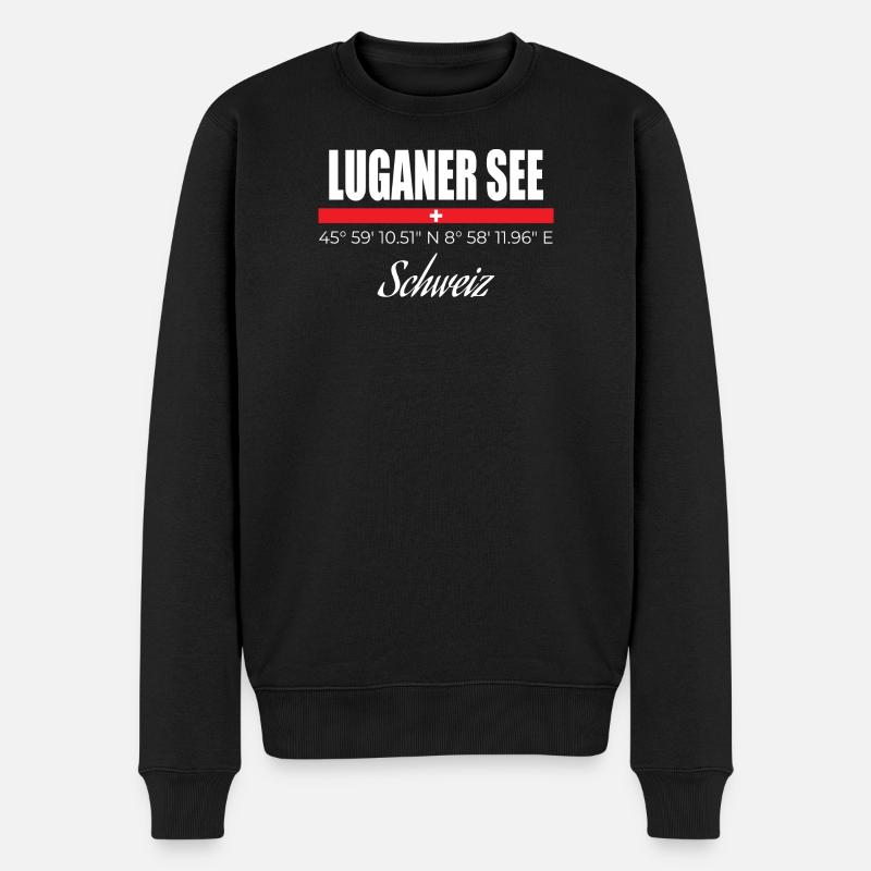 Luganer See - Männer Premium Bio Pullover - Schwarz