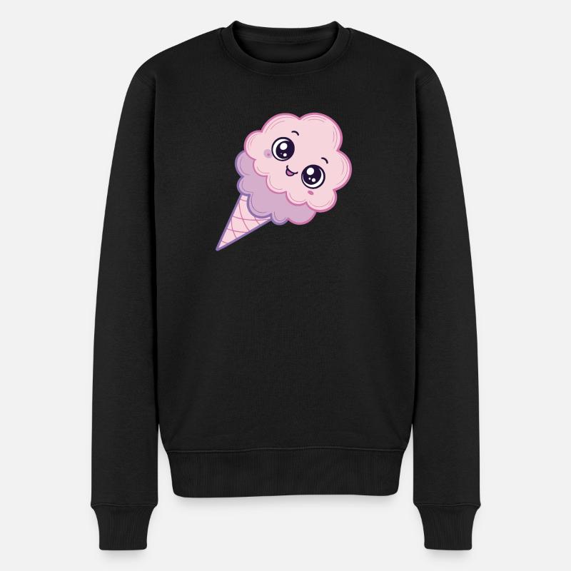 Kawaii Eiscreme Wolke Pink - Männer Premium Bio Pullover - Schwarz