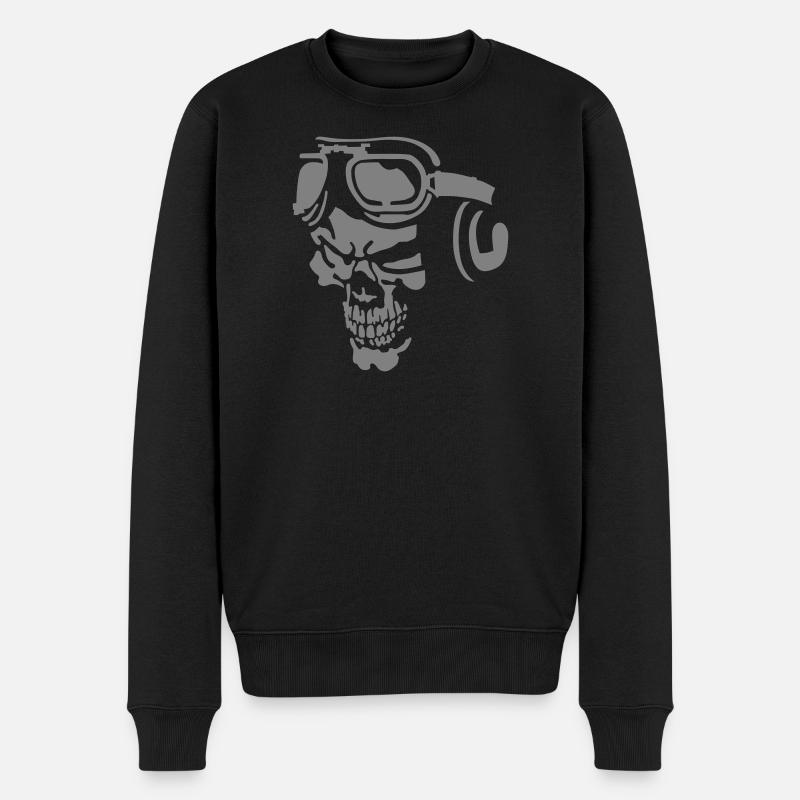Skull Pilot - Männer Premium Bio Pullover - Schwarz
