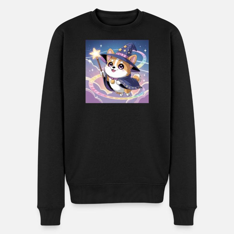 Mystischer Corgi - Männer Premium Bio Pullover - Schwarz