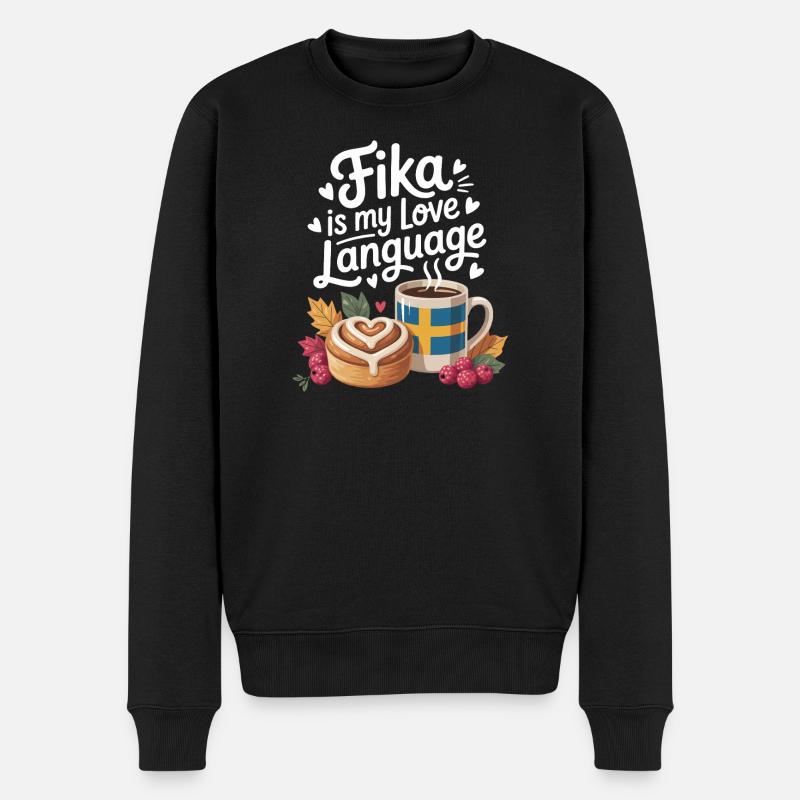 Fika - Männer Premium Bio Pullover - Schwarz