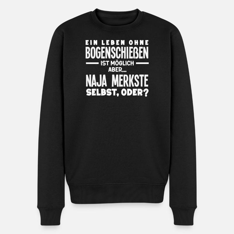 Ich gehe Bogenschießen - Männer Premium Bio Pullover - Schwarz