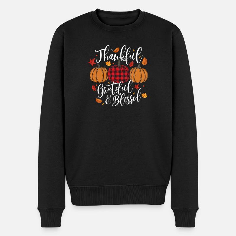 Dankbar Dankbar Thanksgiving Herbst - Männer Premium Bio Pullover - Schwarz