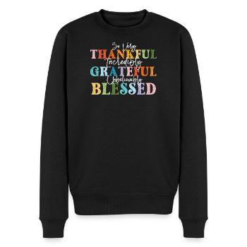 So sehr dankbar dankbarer Herbst - Männer Premium Bio Pullover - Schwarz - Vorne - Nico (187cm)