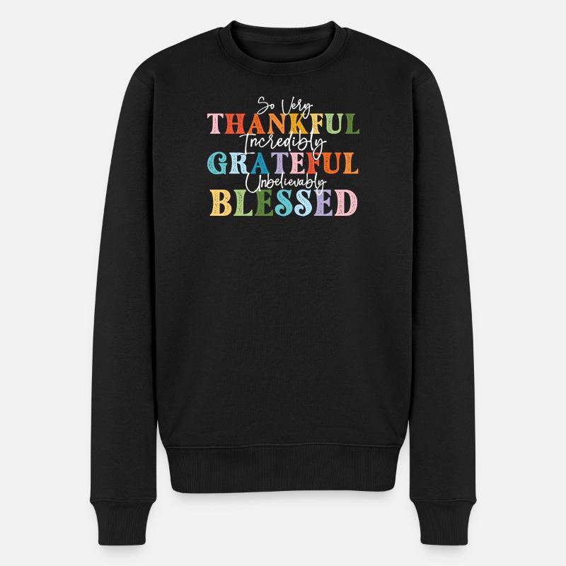 So Very Thankful Grateful Fall - Men's Premium Organic Jumper - black