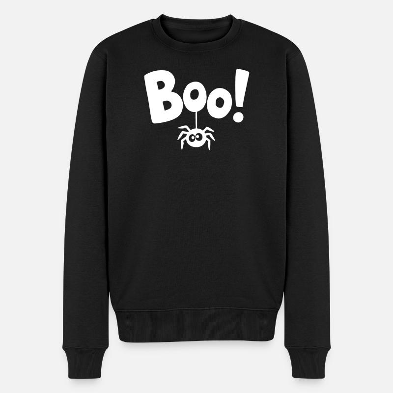 BOO! Lustiges Spinnen-Statement Spruch - Männer Premium Bio Pullover - Schwarz