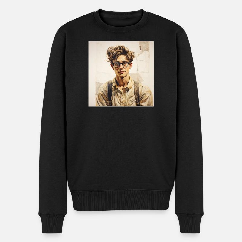 Lässig Lernender Portrait mit Brille - Männer Premium Bio Pullover - Schwarz