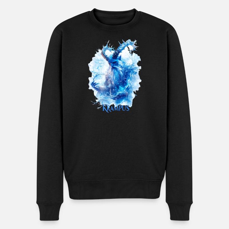 Krampus Eisblau – Mystisches Wintermotiv Folklore - Männer Premium Bio Pullover - Schwarz