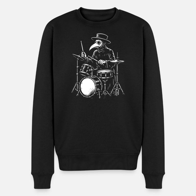 Plague Doctor Drummer Band T-Shirt - Männer Premium Bio Pullover - Schwarz