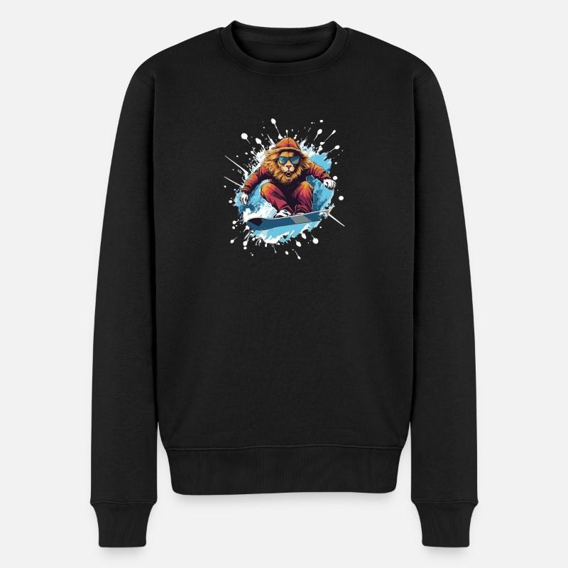 Löwe Snowboard - Männer Premium Bio Pullover - Schwarz