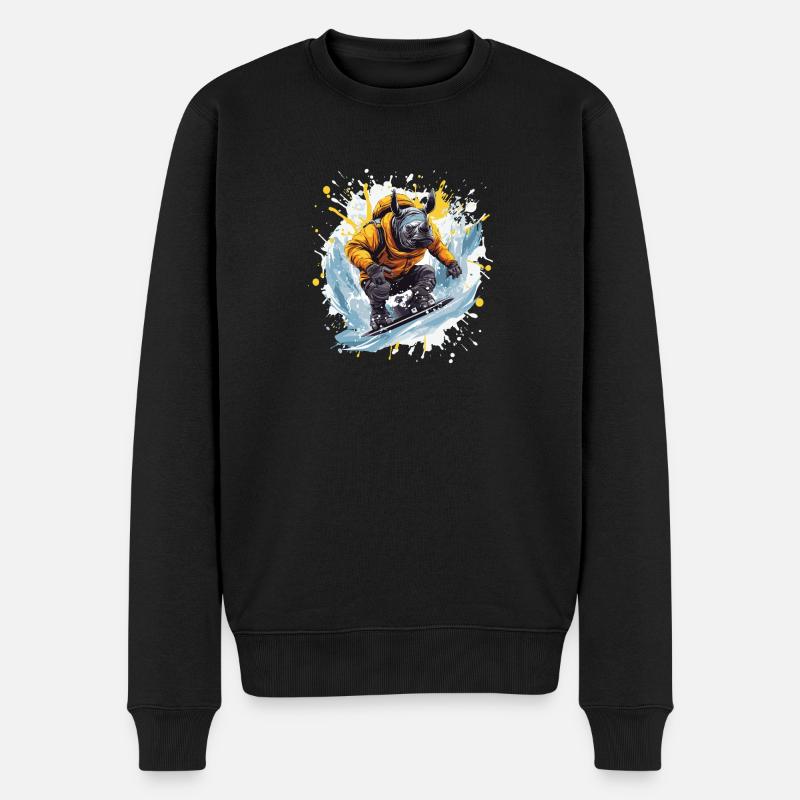 Nashorn Snowboard - Männer Premium Bio Pullover - Schwarz