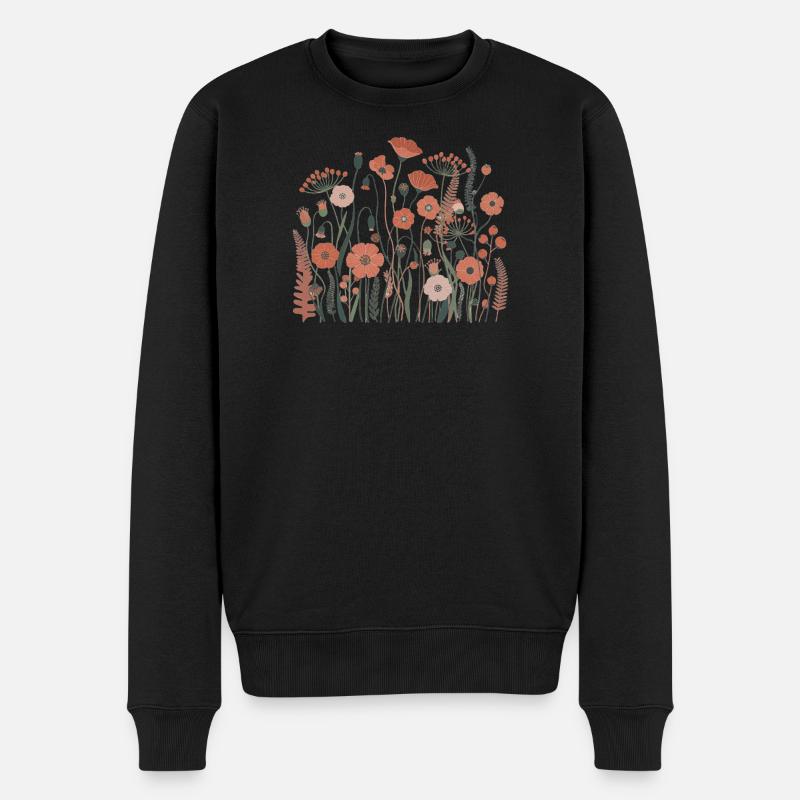 Boho Wildblumen – Blühende Harmonie - Männer Premium Bio Pullover - Schwarz