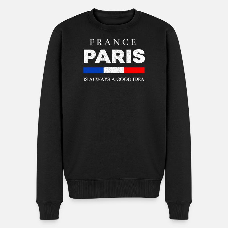 Paris France – Always a Good Idea Design - Männer Premium Bio Pullover - Schwarz