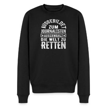 Reporter de formation, journaliste, sauver le monde - Pull Premium bio Homme - noir - Devant - Nico (187cm)