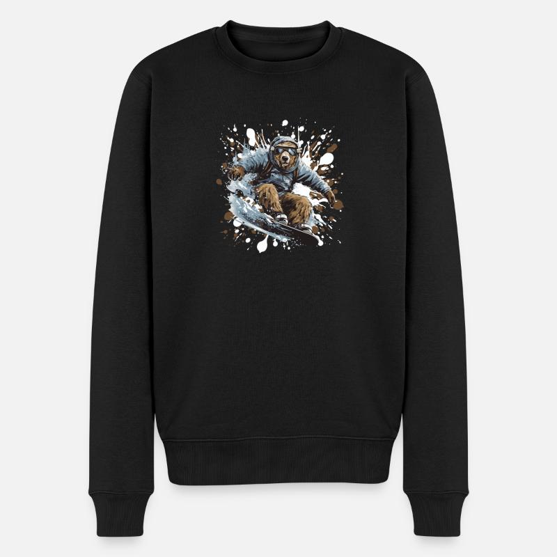 Bär Snowboard - Männer Premium Bio Pullover - Schwarz