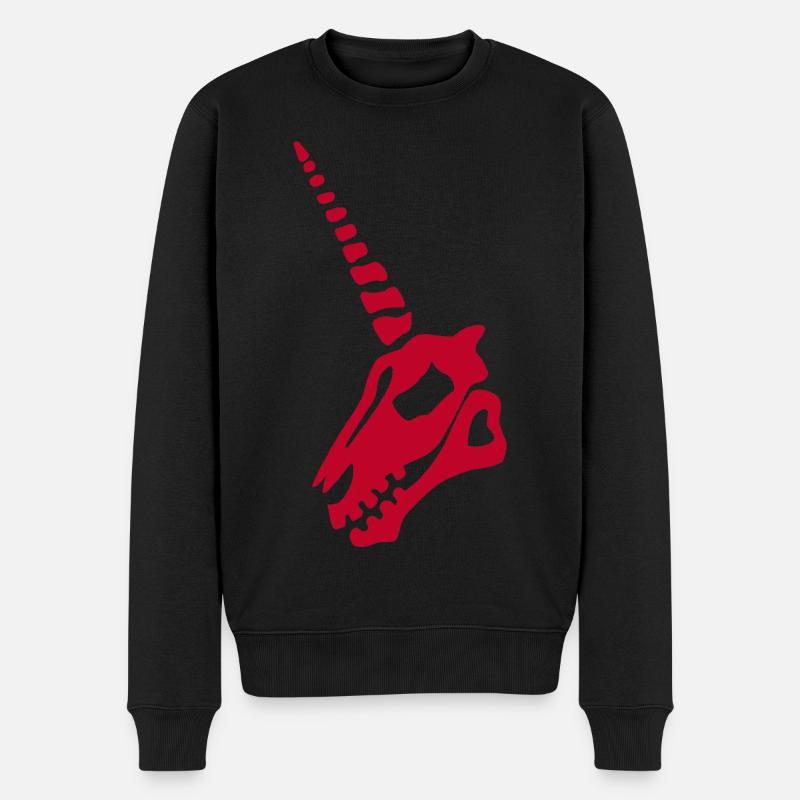 Roter Einhorn-Schädel - Männer Premium Bio Pullover - Schwarz