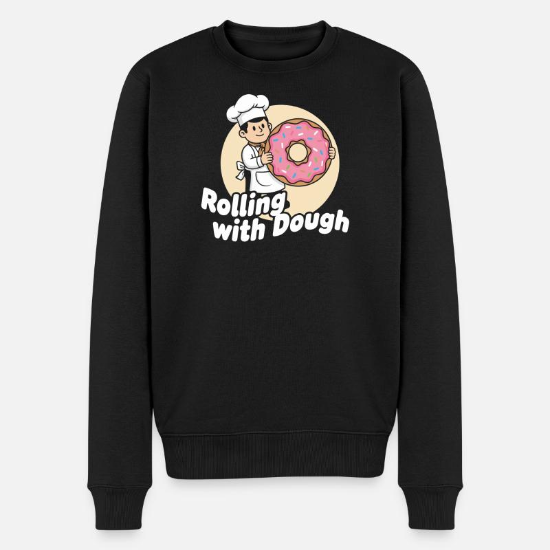 Donut Bäcker Cartoon - Männer Premium Bio Pullover - Schwarz
