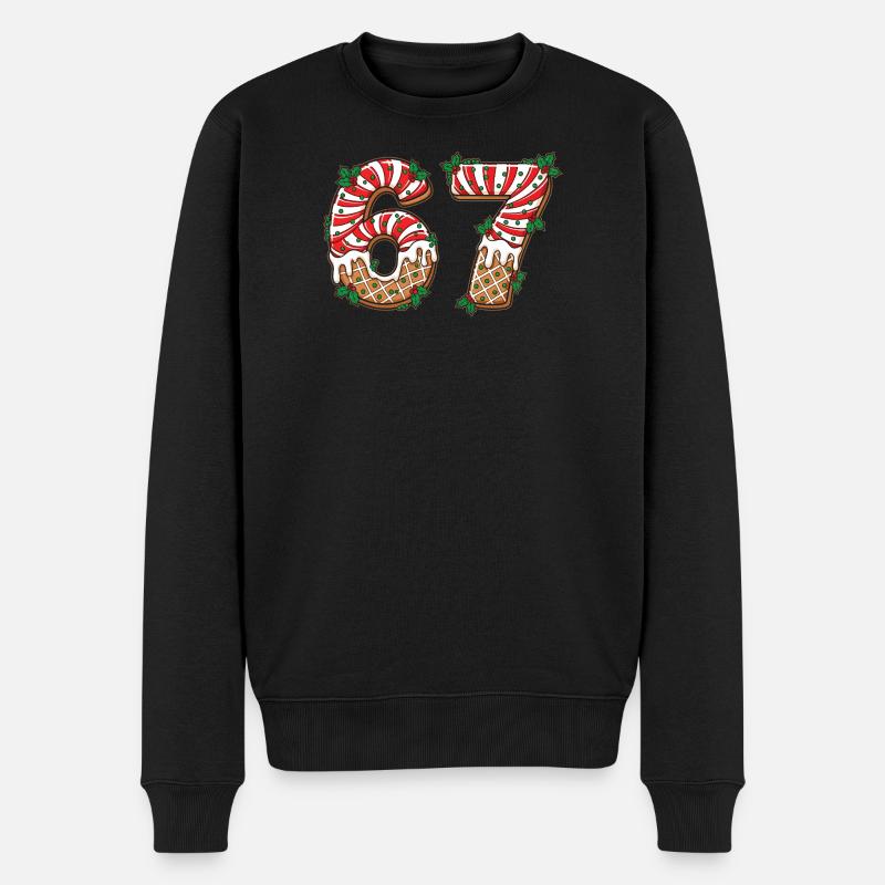 Kekszahlen 67 im Zuckerguss-Design - Männer Premium Bio Pullover - Schwarz