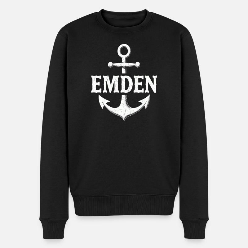 Anker Emden Nordsee - Männer Premium Bio Pullover - Schwarz