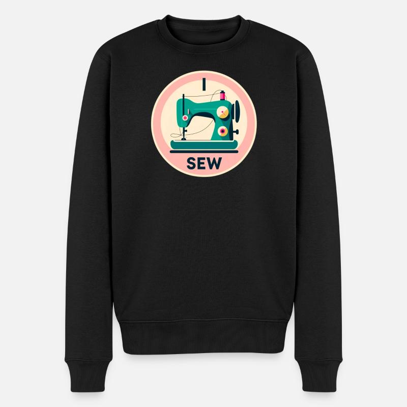 Silhouette de machine à coudre vintage - Pull Premium bio Homme - noir