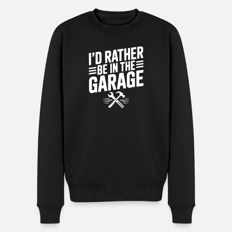 Ich wäre lieber in der Garage - Männer Premium Bio Pullover - Schwarz