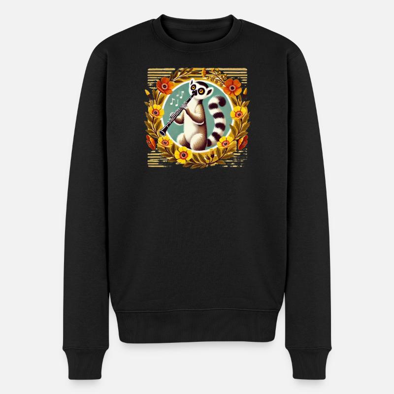 Lemur Klarinetten-Serenade - Männer Premium Bio Pullover - Schwarz