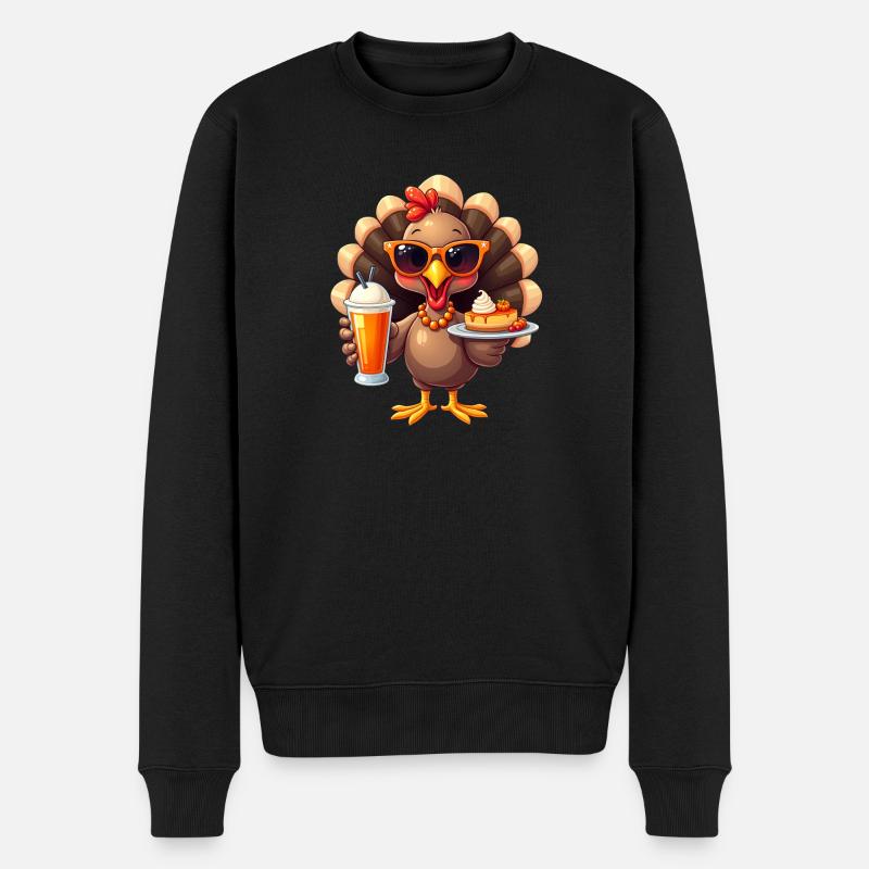 Thanksgiving Truthahn Mit Sonnenbrille - Männer Premium Bio Pullover - Schwarz