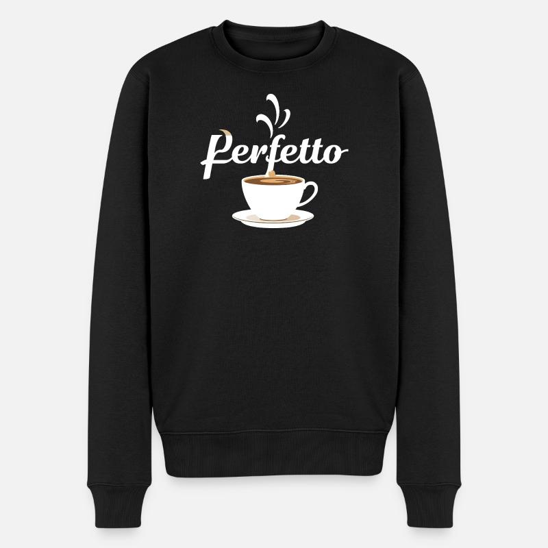Perfetto Kaffeetasse Design - Männer Premium Bio Pullover - Schwarz